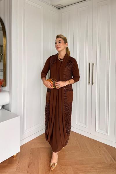 Tutku Elbise Takım Kahve