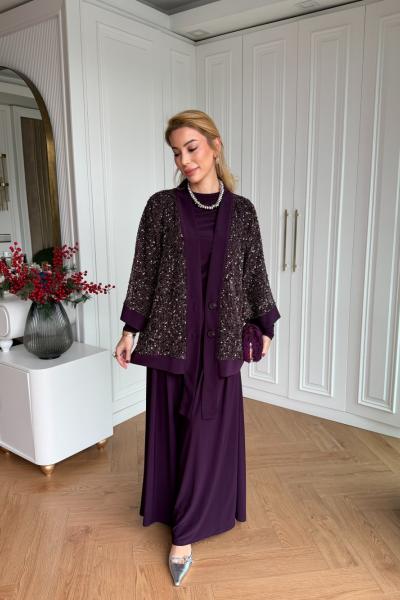 İlayda Pantolonlu Takım Mor