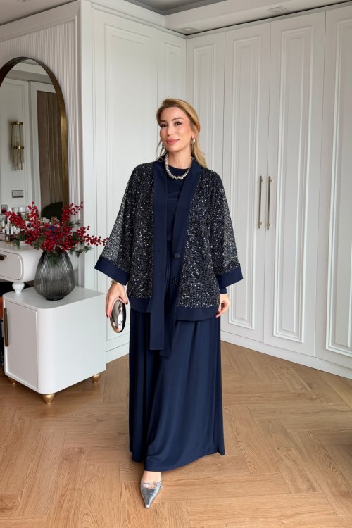 İlayda Pantolonlu Takım Lacivert