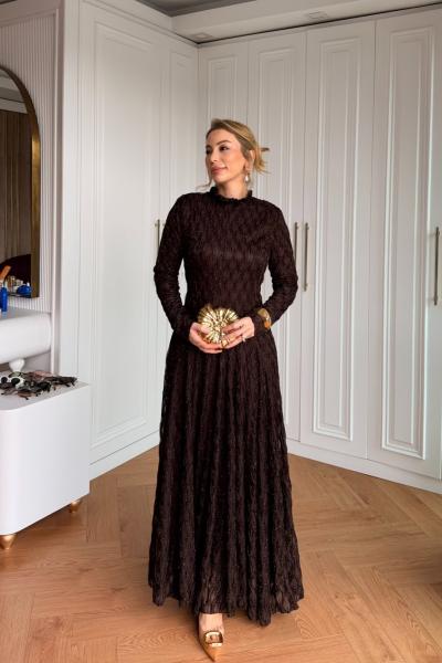 İpek Elbise Acı Kahve