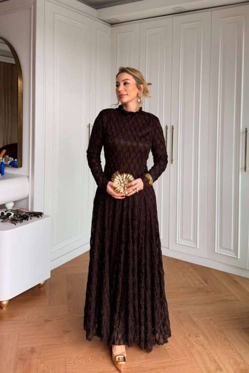 İpek Elbise Acı Kahve