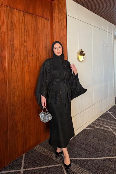 Işık Etekli Takım Siyah