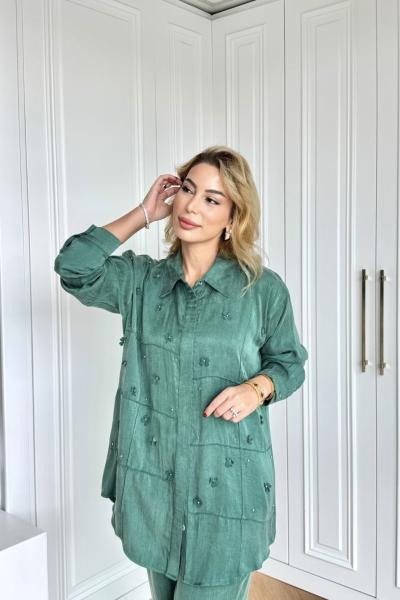 Işıl Pantolonlu Takım Zümrüt