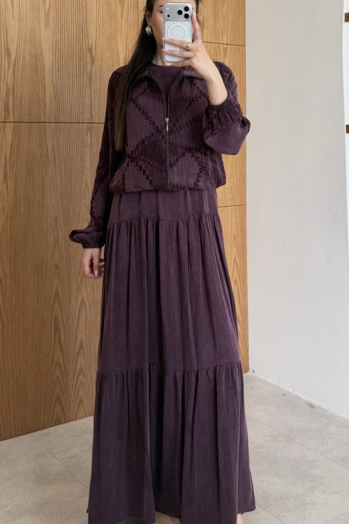 Lale Elbise Takım Mürdüm