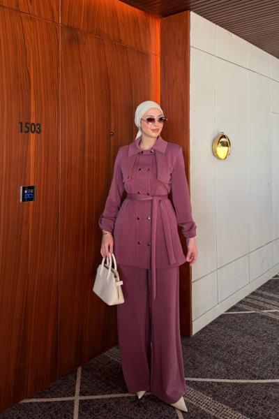 Melis Pantolonlu Takım Gül Kurusu