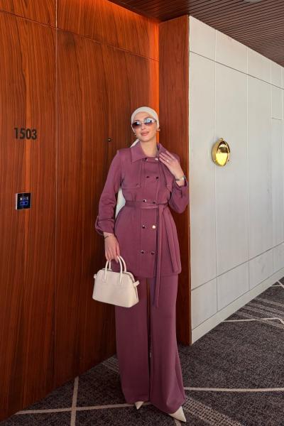 Melis Pantolonlu Takım Gül Kurusu