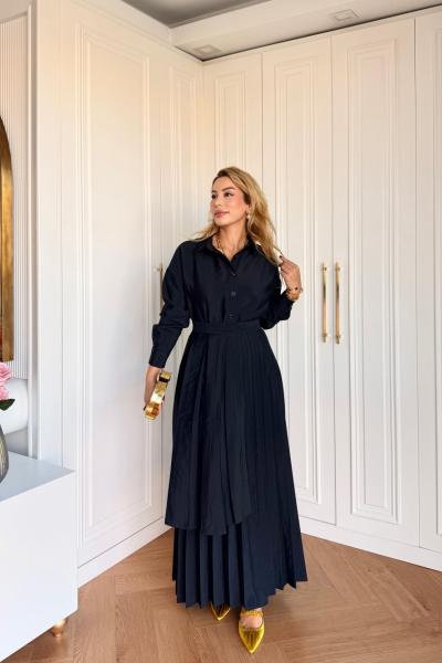 Meltem Üçlü Etekli Takım Lacivert