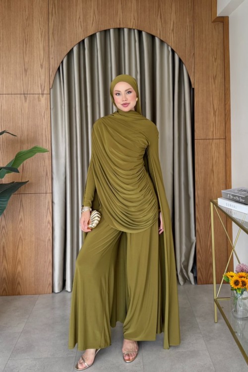 Miray Pantolon Takım Yağ Yeşili