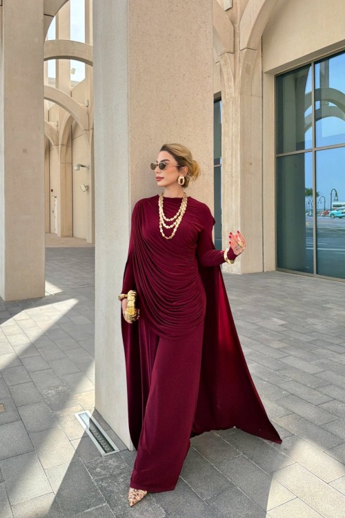 Miray Pantolon Takım Bordo