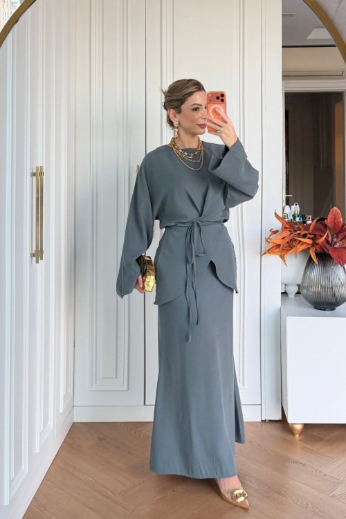 Müge Etek Takım Mint Gri