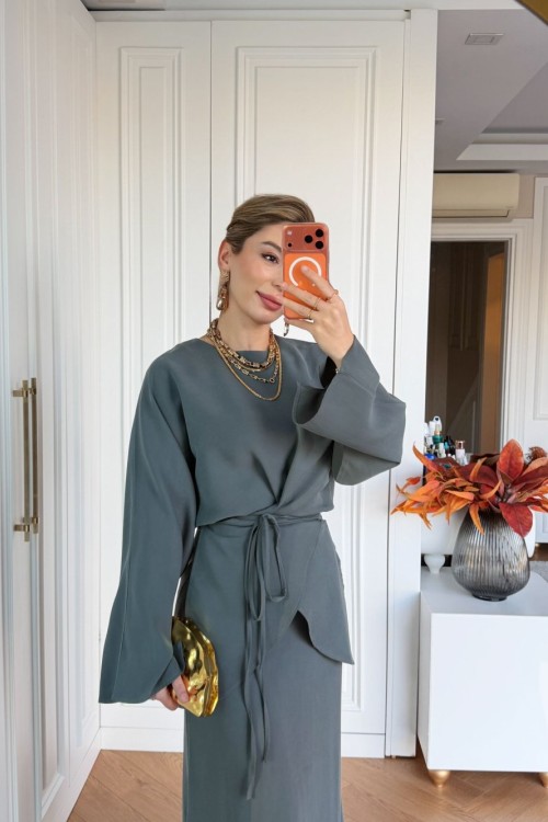 Müge Etek Takım Mint Gri