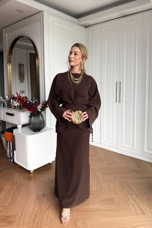 Müge Etek Takım Kahverengi