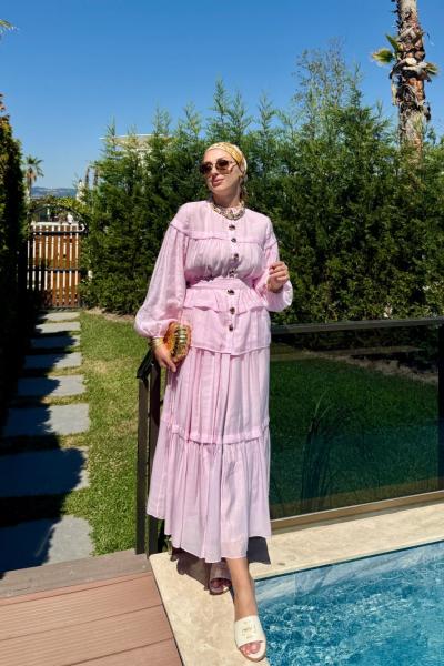 Nazlı Etekli Takım Pembe