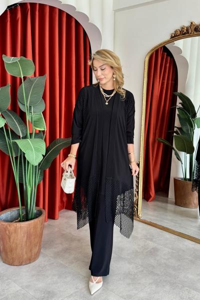 Nefes Pantolonlu Takım Siyah