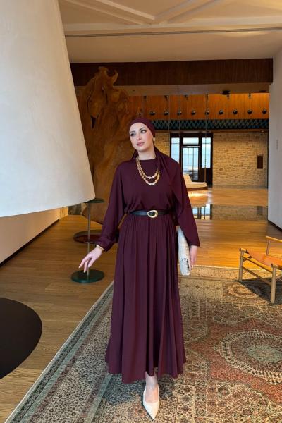 Neşe Etekli Takım Bordo