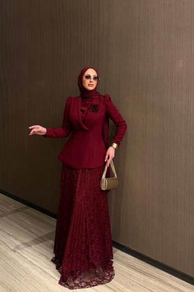 Nida Etek Takım Bordo