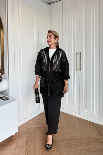 Nilüfer Pantolonlu Takım Siyah