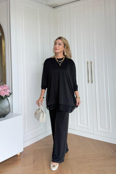 Nuran Pantolonlu Takım Siyah