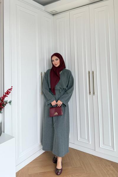 Olcay Triko Elbise Gri