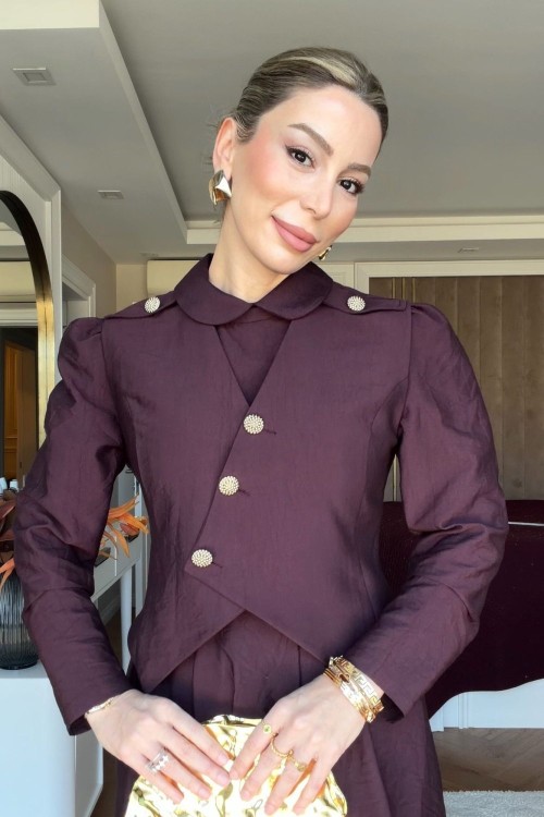 Pelin Elbise Takım Mürdüm