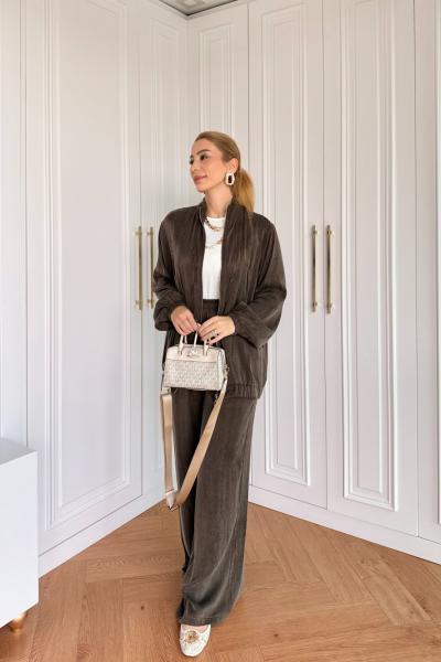 Petek Pantolonlu Takım Acı Kahve