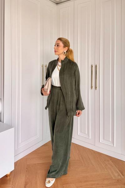 Petek Pantolonlu Takım Haki