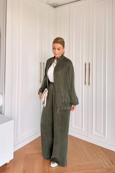 Petek Pantolonlu Takım Haki