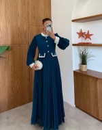 Rukiye Elbise Petrol Mavisi