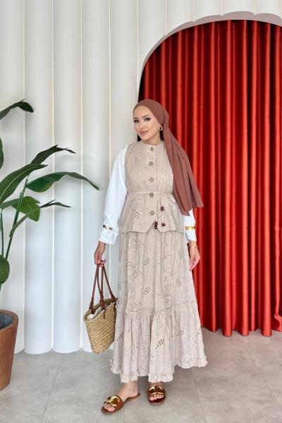 Sadet Etekli Takım bej