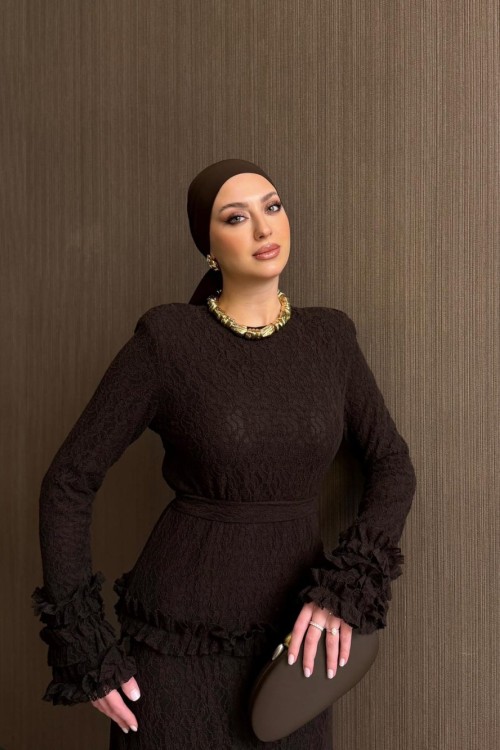 Saye  Elbise Acı Kahve