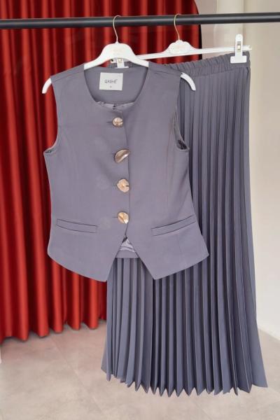 Sıla Etekli Takım Gri