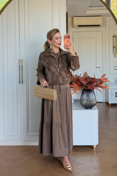 Sinem Elbise Takım Vizon