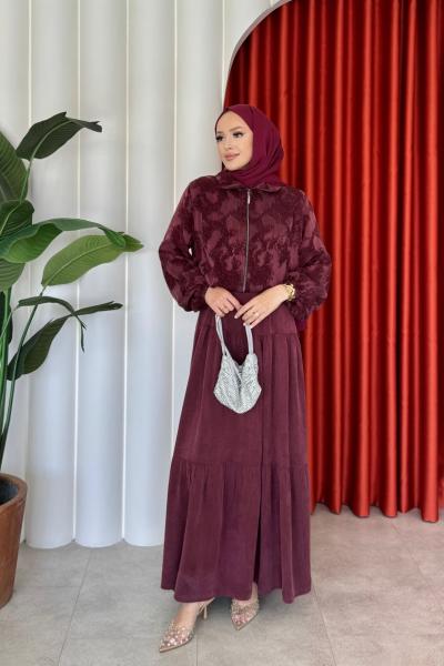 Sinem Elbise Takım Bordo