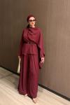 Songül Pantolonlu Takım Bordo