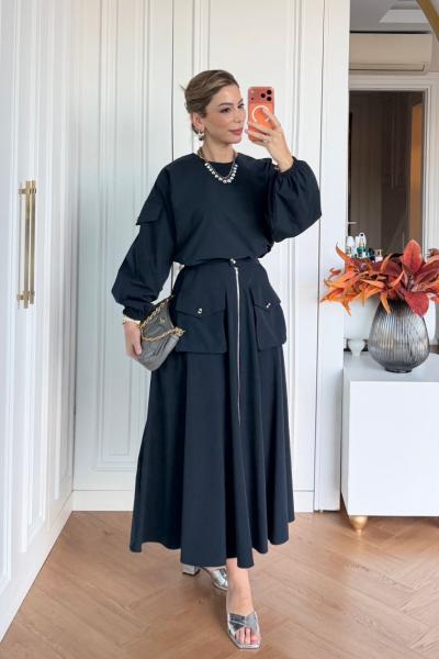 Tülay Etek Takım Lacivert