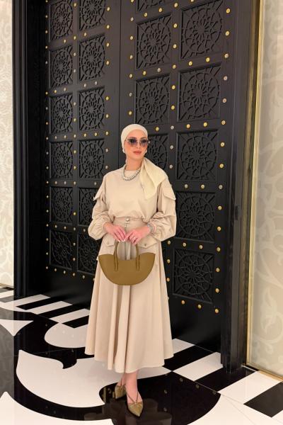 Tülay Etek Takım Bej