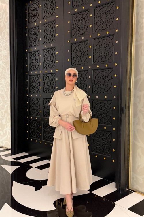 Tülay Etek Takım Bej