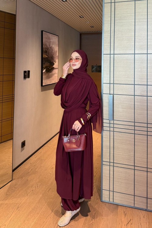 Tülin Pantolon Takım Bordo
