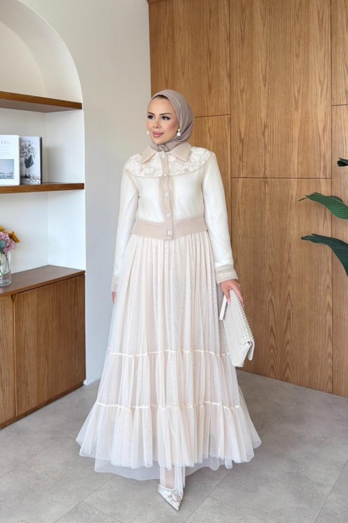 Ulviye Etekli Takım Bej