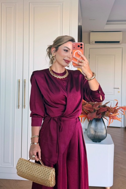 Yaşam Pantolonlu Takım Bordo