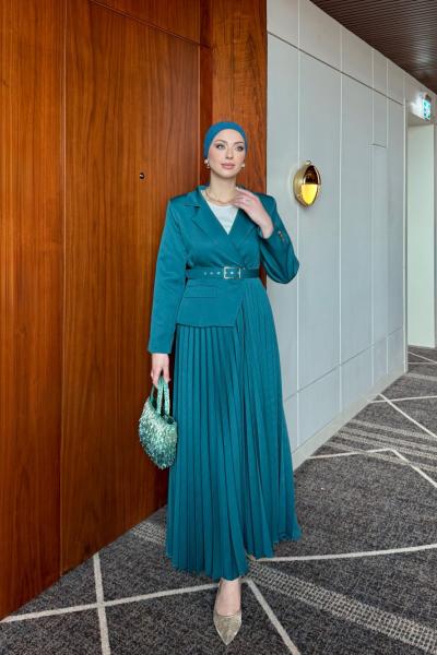 Yelda Elbise Petrol Yeşili