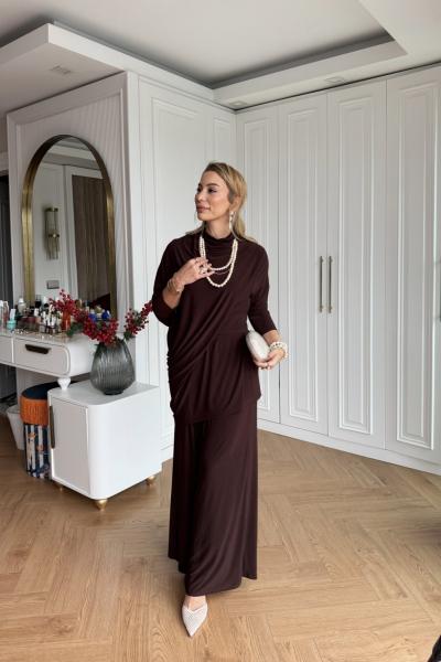 Yonca Pantolon Takım Acı Kahve