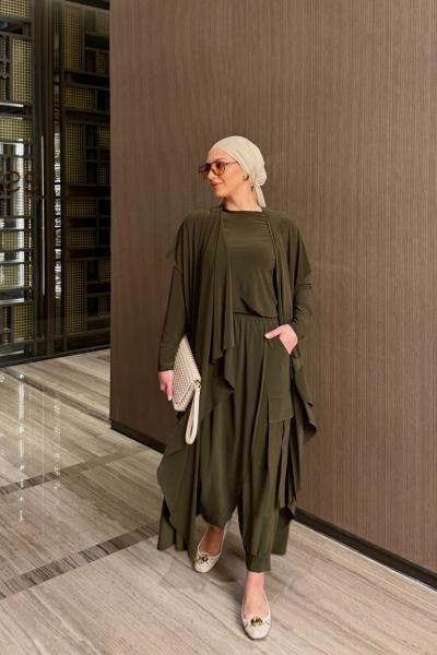 Zarife  Üçlü Pantolon Takım Haki