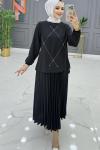 Zümra Etekli Takım Siyah