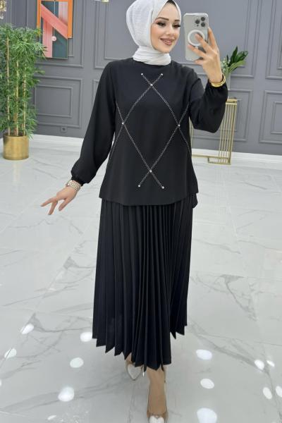 Zümra Etekli Takım Siyah
