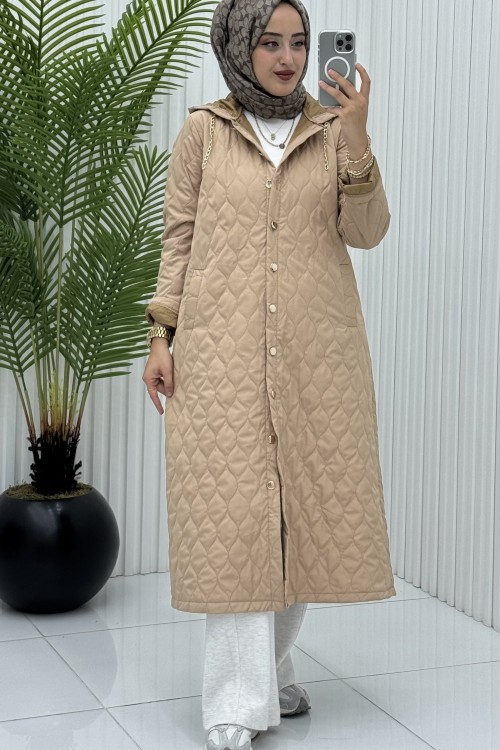 Gözde Kapitone Mont Bej