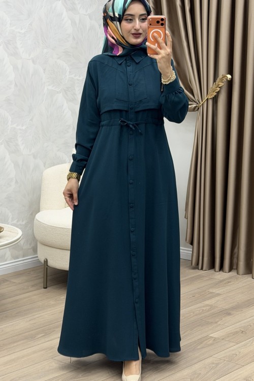 Yüsra Elbise Petrol Mavisi