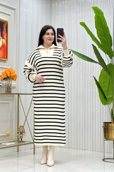 Çizgili Triko Elbise