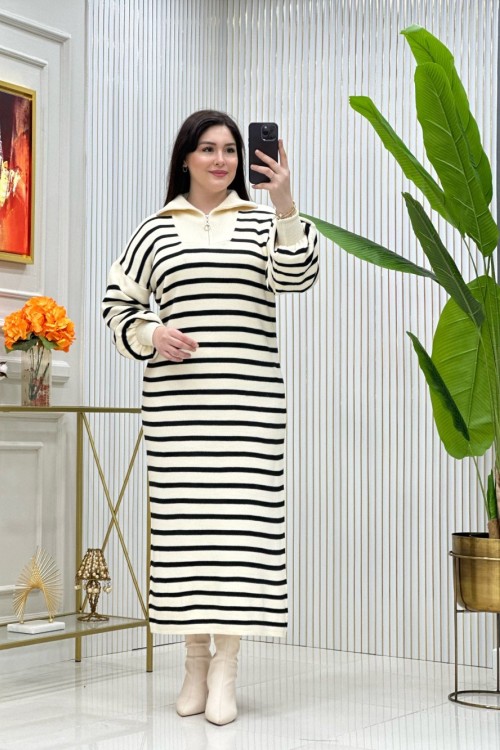 Çizgili Triko Elbise