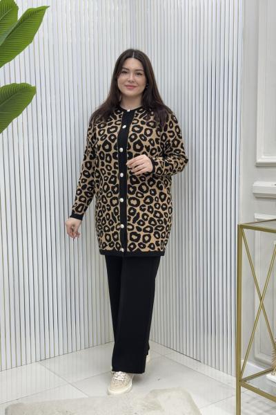 Lila Leopar Triko Takım